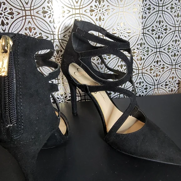 JESSICA SIMPSON Black Suede leather Stiletto Heels - size 6.5 - 4 inch - Picture 5 of 7